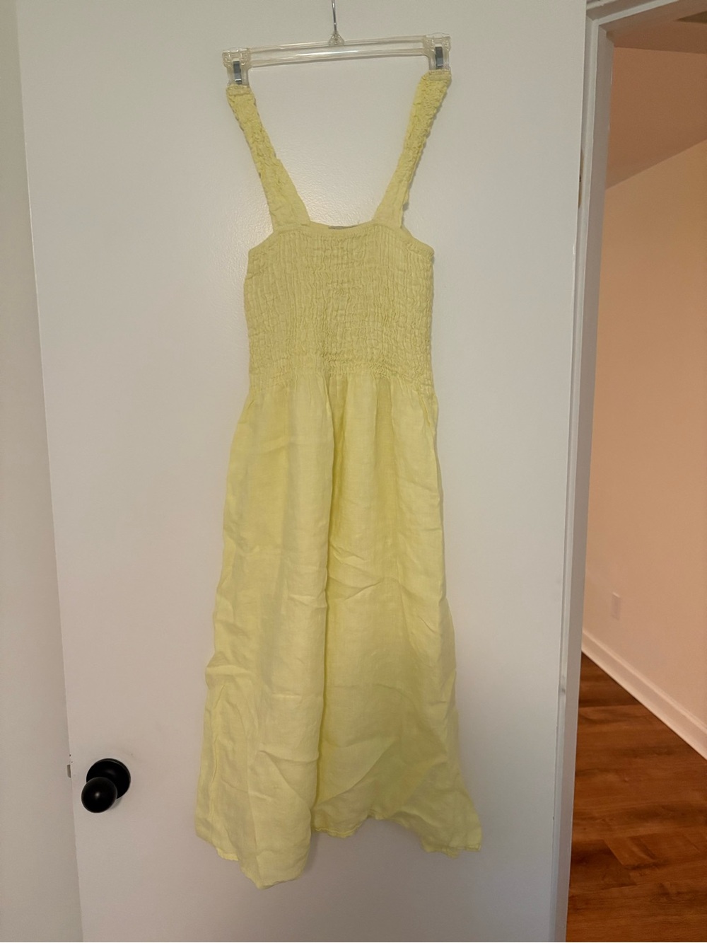 Butter Yellow Smocked Linen Sundress